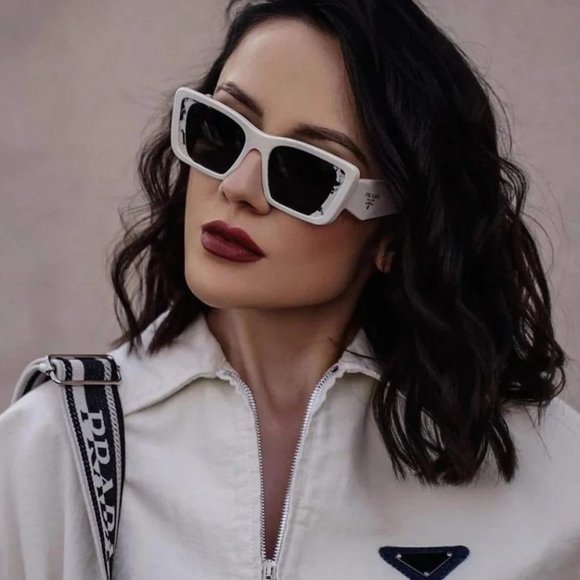 NEW Prada PR08YS 02V5S0 White Havana Black Gray Cat Eye Unisex Sunglasses - Picture 10 of 13